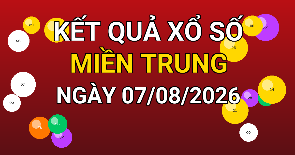 Kết quả xổ số Miền Trung ngày 07/08/2026