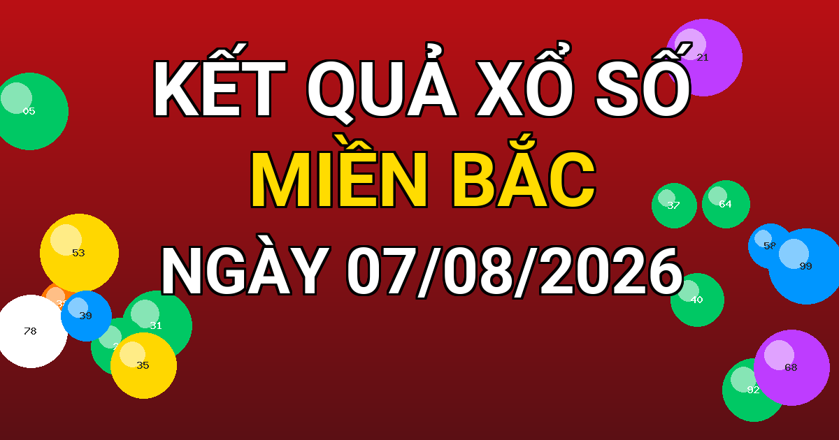 Kết quả xổ số Miền Bắc ngày 07/08/2026