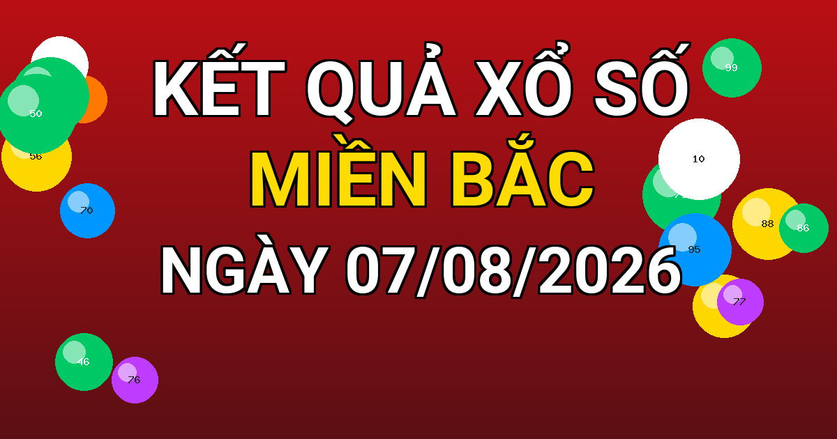 Kết quả xổ số Miền Bắc ngày 07/08/2026