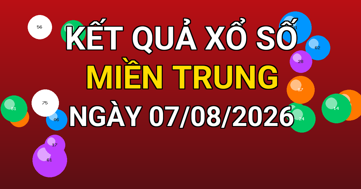 Kết quả xổ số Miền Trung ngày 07/08/2026