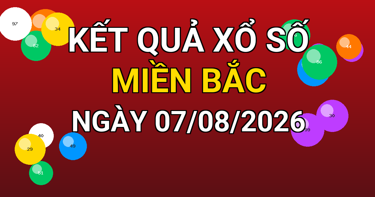 Kết quả xổ số Miền Bắc ngày 07/08/2026