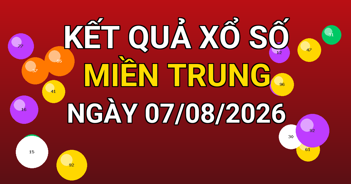 Kết quả xổ số Miền Trung ngày 07/08/2026