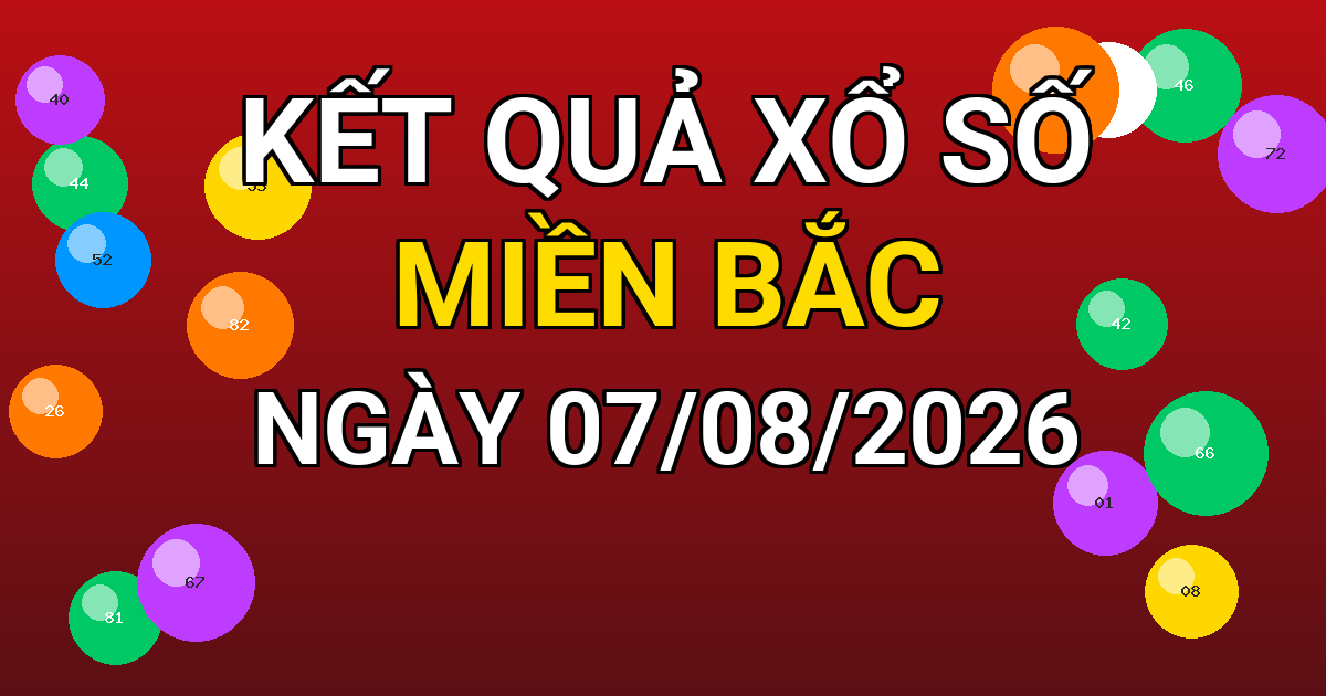Kết quả xổ số Miền Bắc ngày 07/08/2026