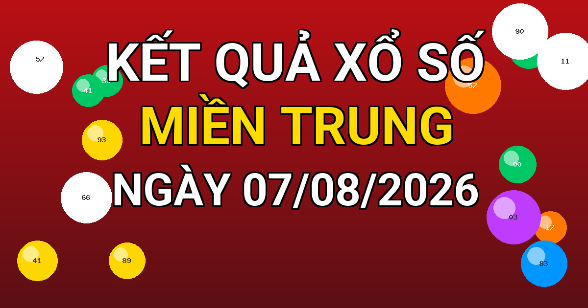 Kết quả xổ số Miền Trung ngày 07/08/2026