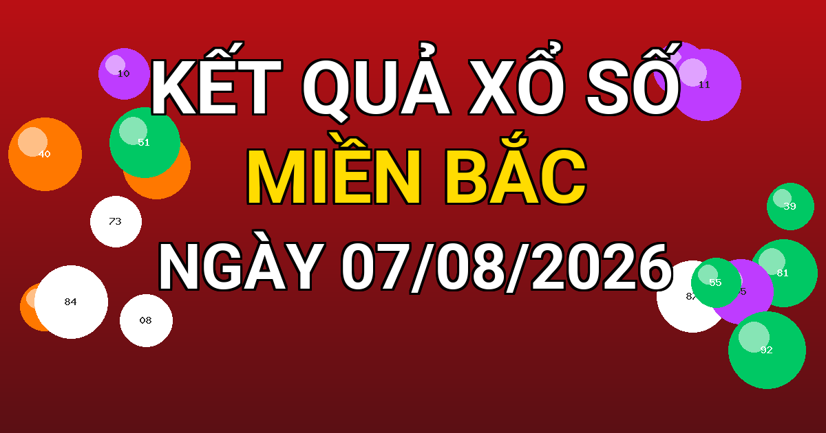 Kết quả xổ số Miền Bắc ngày 07/08/2026