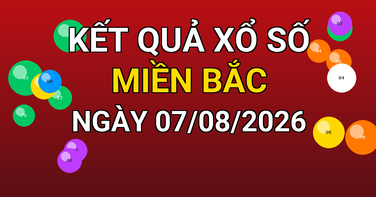 Kết quả xổ số Miền Bắc ngày 07/08/2026