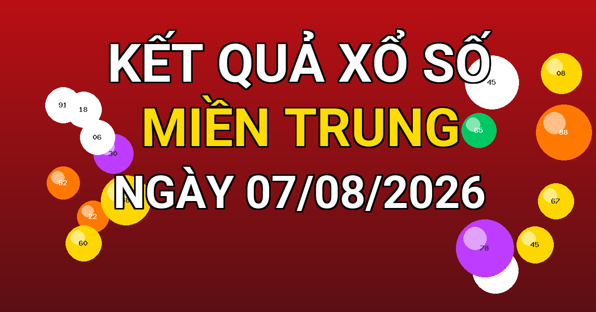 Kết quả xổ số Miền Trung ngày 07/08/2026