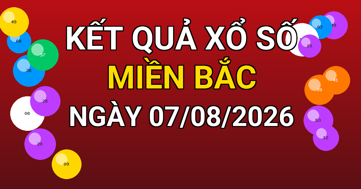 Kết quả xổ số Miền Bắc ngày 07/08/2026