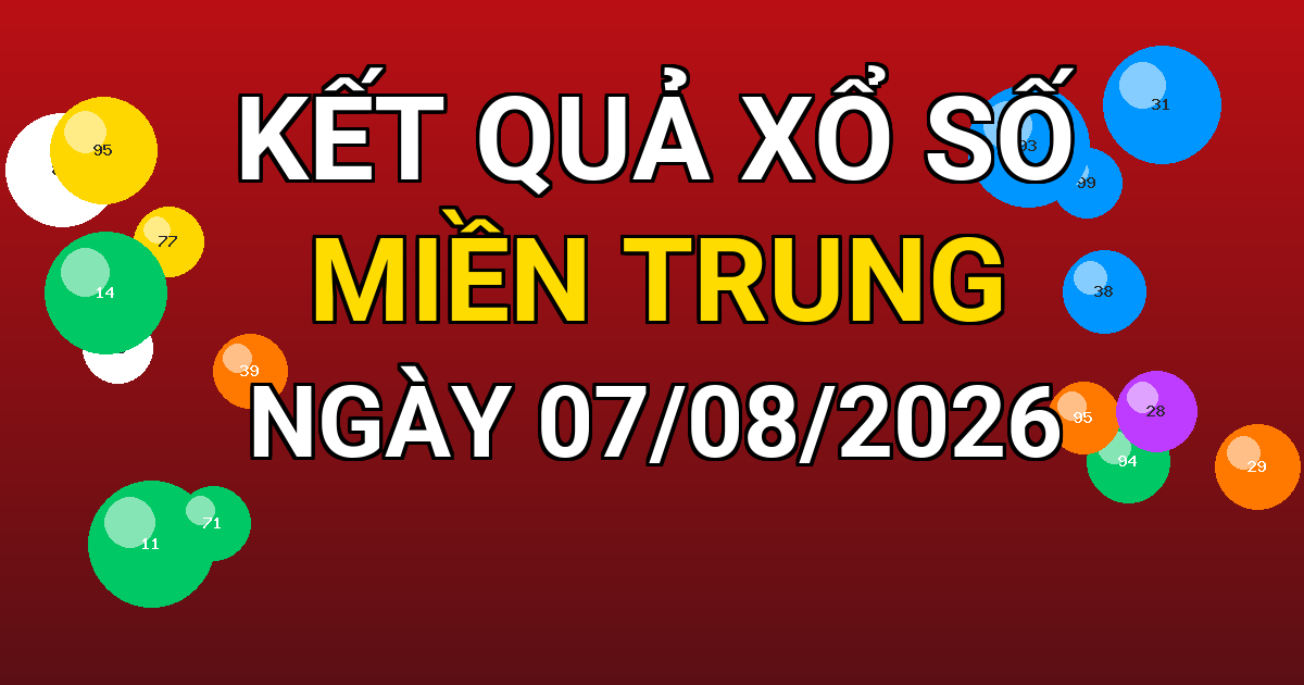 Kết quả xổ số Miền Trung ngày 07/08/2026