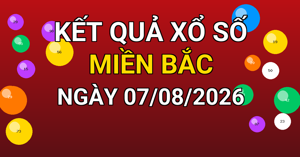 Kết quả xổ số Miền Bắc ngày 07/08/2026