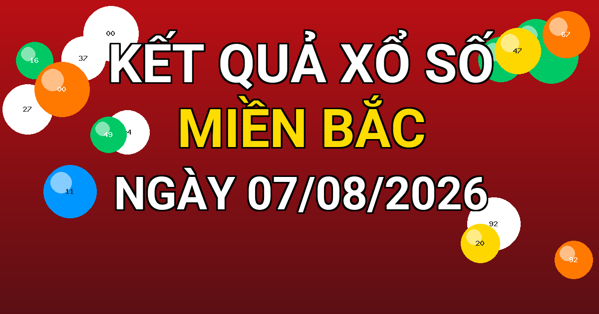 Kết quả xổ số Miền Bắc ngày 07/08/2026