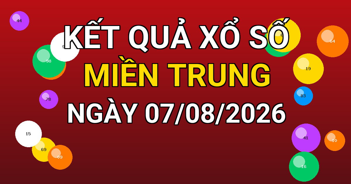 Kết quả xổ số Miền Trung ngày 07/08/2026