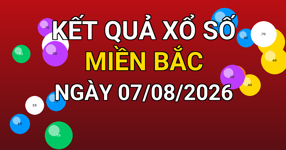 Kết quả xổ số Miền Bắc ngày 07/08/2026