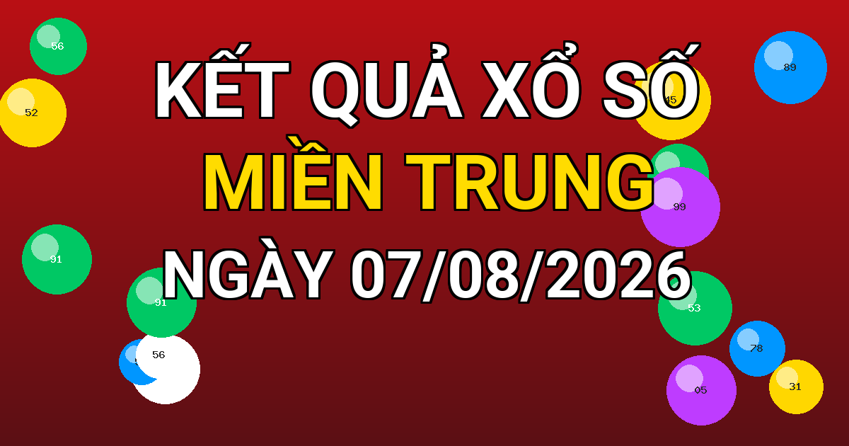 Kết quả xổ số Miền Trung ngày 07/08/2026