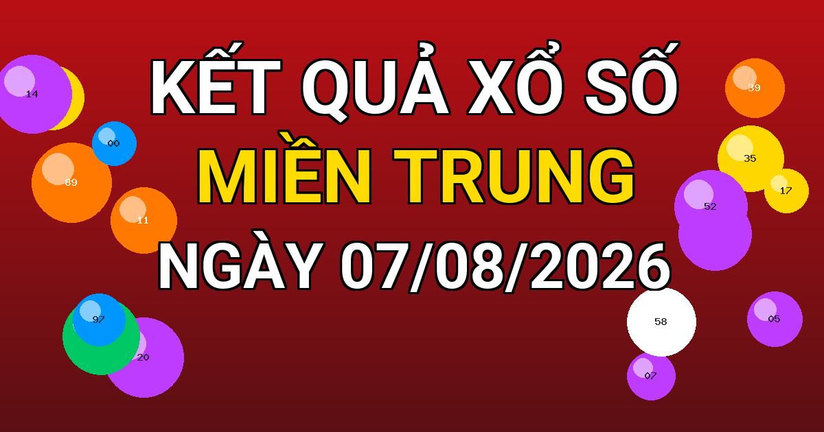 Kết quả xổ số Miền Trung ngày 07/08/2026