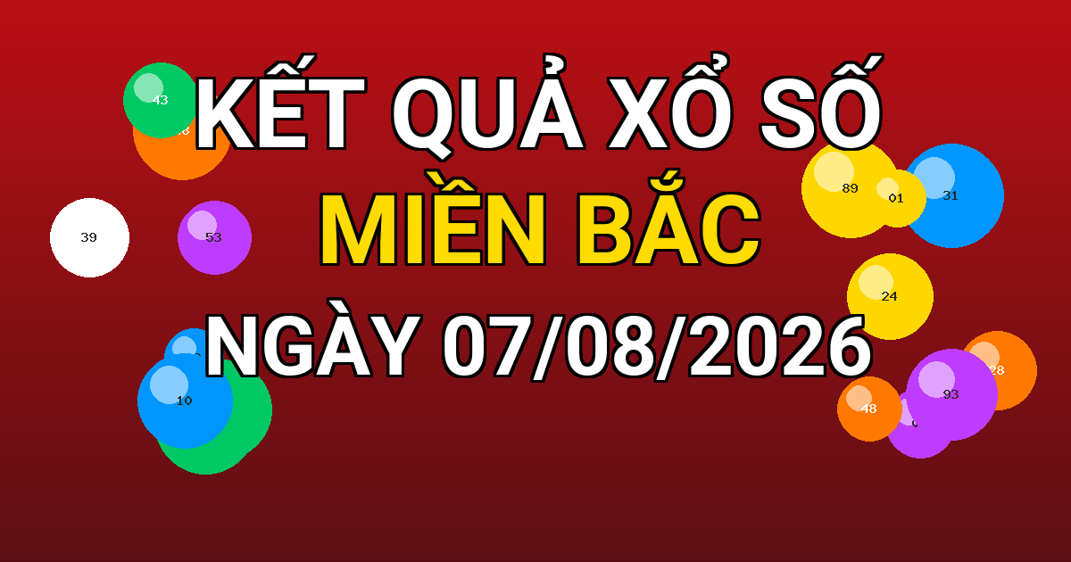 Kết quả xổ số Miền Bắc ngày 07/08/2026