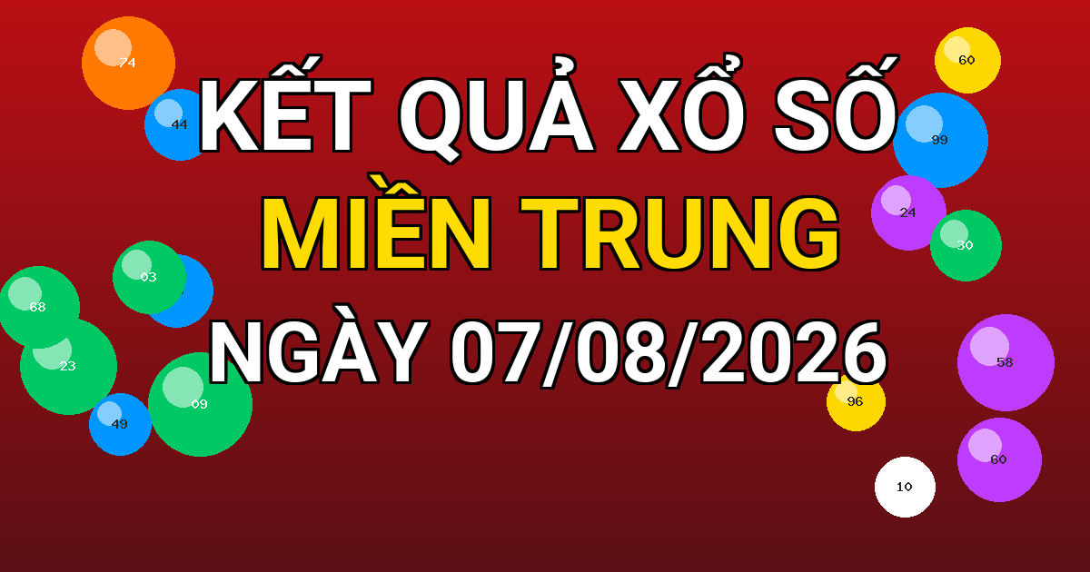 Kết quả xổ số Miền Trung ngày 07/08/2026