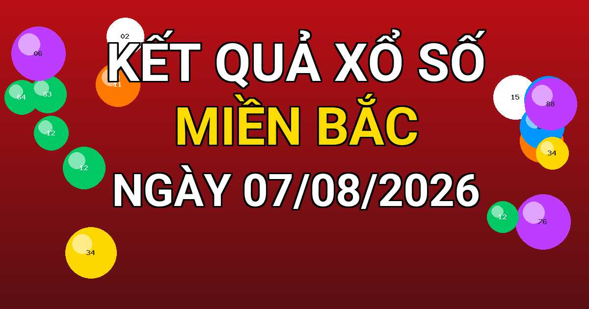 Kết quả xổ số Miền Bắc ngày 07/08/2026