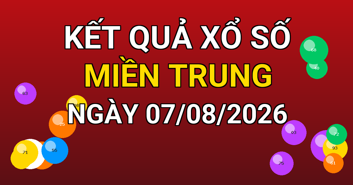 Kết quả xổ số Miền Trung ngày 07/08/2026