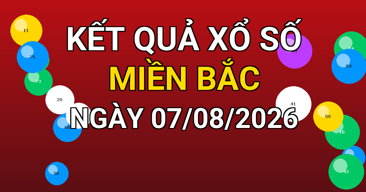 Kết quả xổ số Miền Bắc ngày 07/08/2026