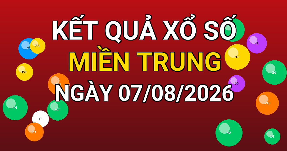 Kết quả xổ số Miền Trung ngày 07/08/2026