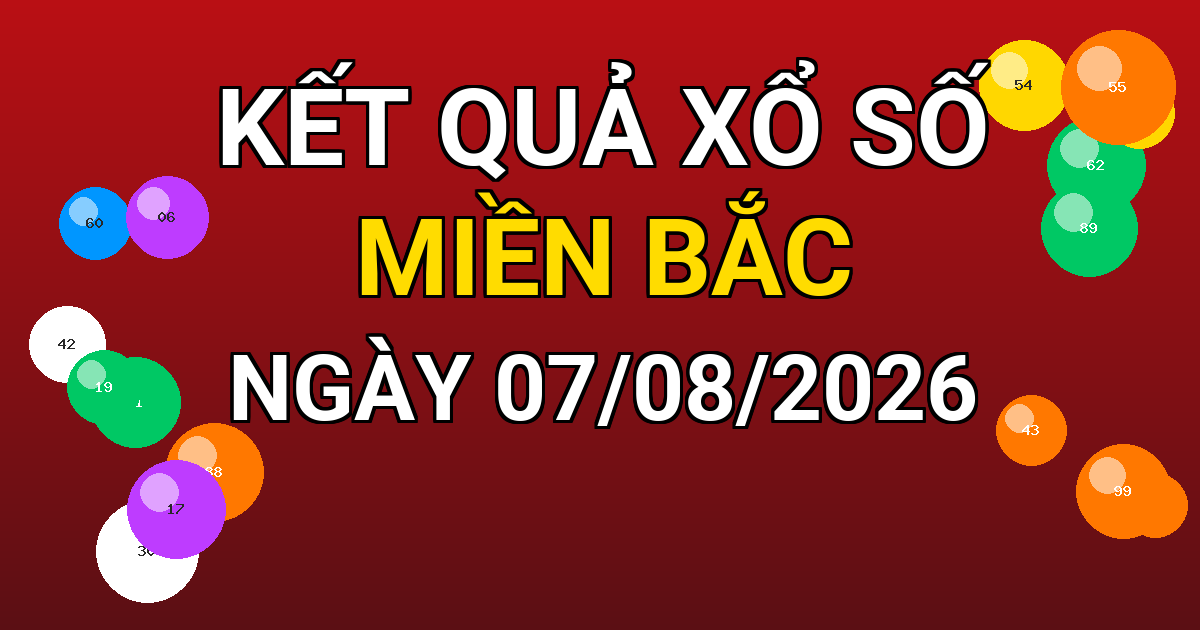 Kết quả xổ số Miền Bắc ngày 07/08/2026