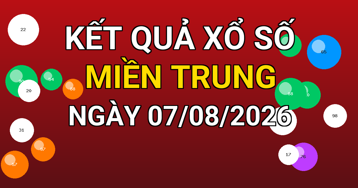 Kết quả xổ số Miền Trung ngày 07/08/2026