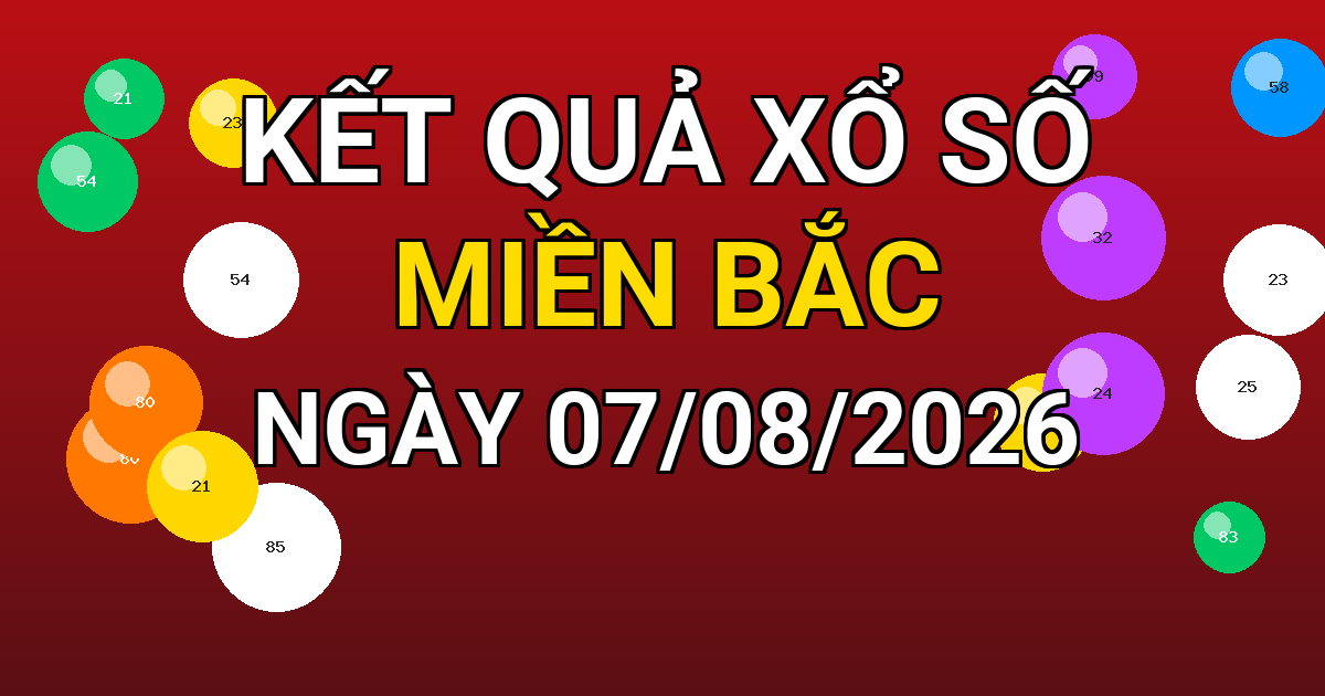 Kết quả xổ số Miền Bắc ngày 07/08/2026