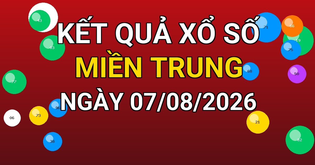 Kết quả xổ số Miền Trung ngày 07/08/2026