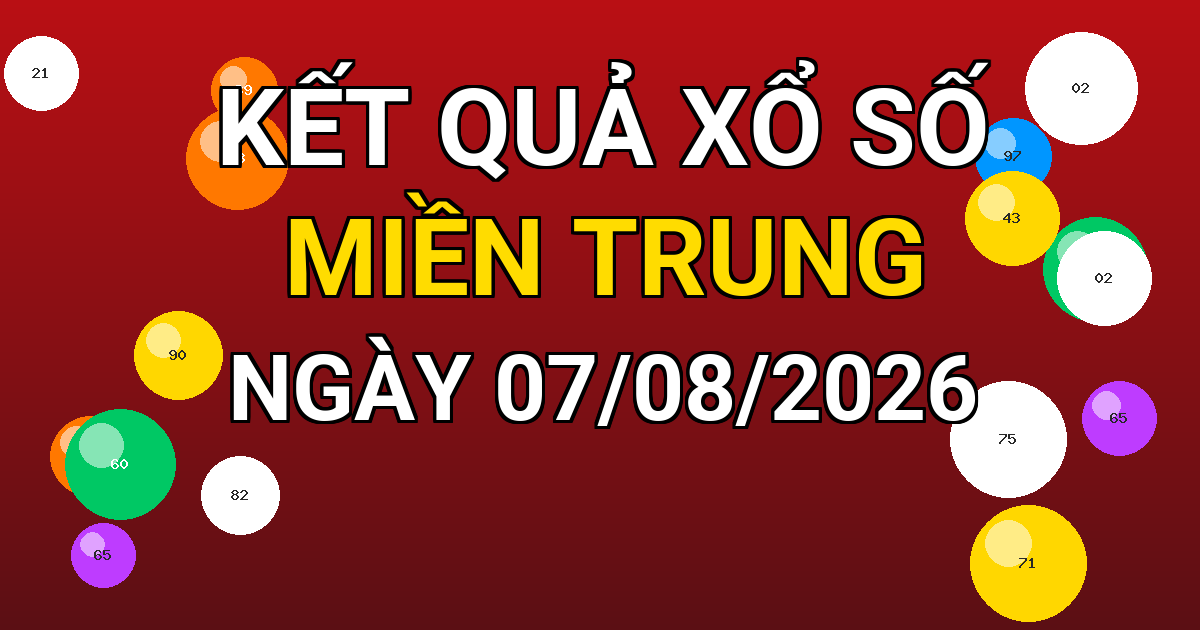 Kết quả xổ số Miền Trung ngày 07/08/2026