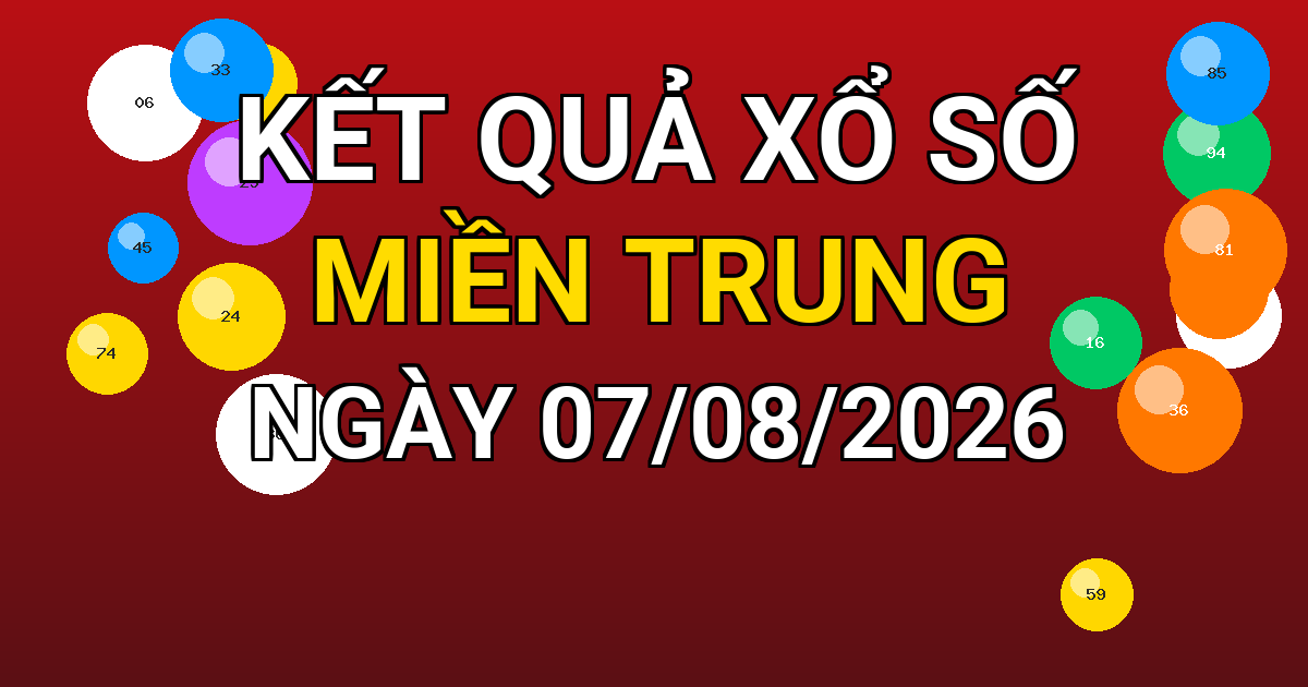 Kết quả xổ số Miền Trung ngày 07/08/2026