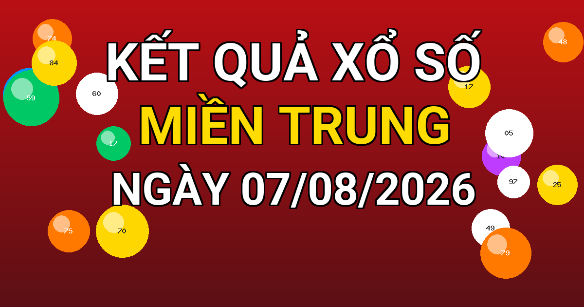 Kết quả xổ số Miền Trung ngày 07/08/2026