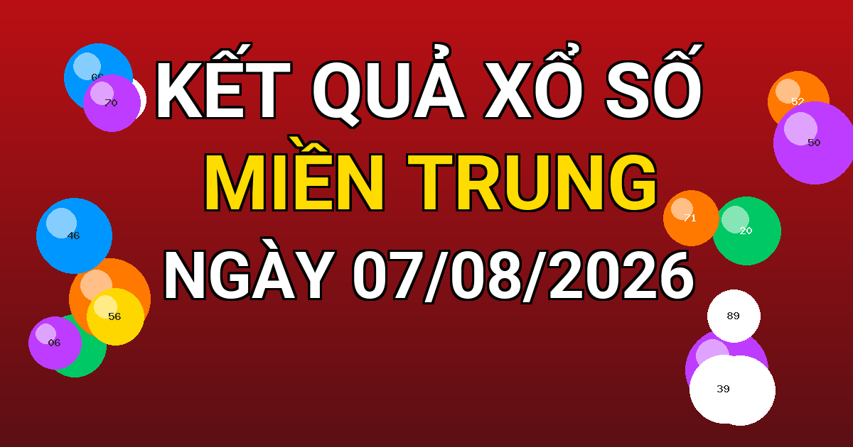 Kết quả xổ số Miền Trung ngày 07/08/2026