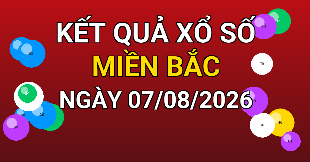 Kết quả xổ số Miền Bắc ngày 07/08/2026
