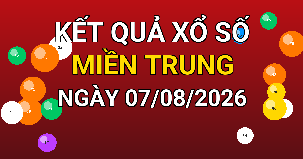 Kết quả xổ số Miền Trung ngày 07/08/2026