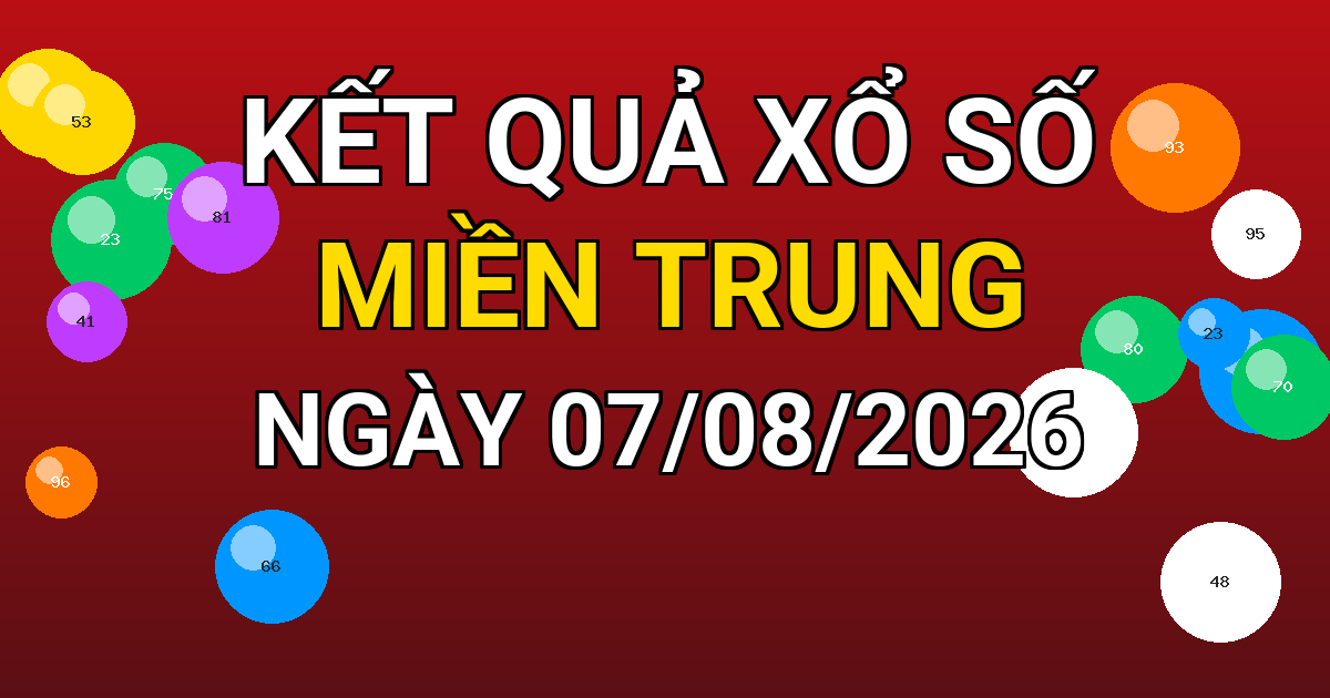 Kết quả xổ số Miền Trung ngày 07/08/2026