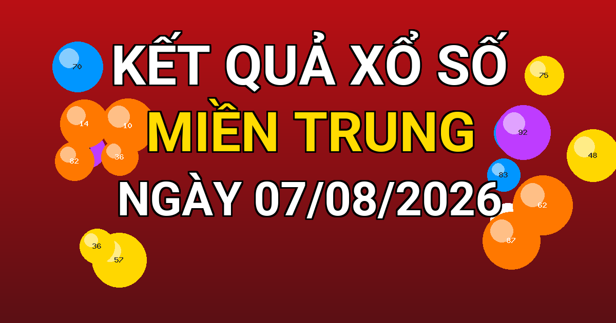 Kết quả xổ số Miền Trung ngày 07/08/2026