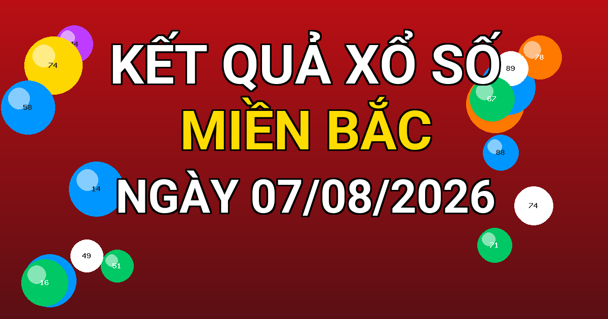 Kết quả xổ số Miền Bắc ngày 07/08/2026