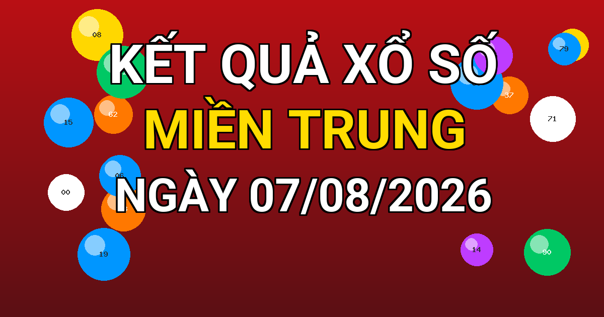 Kết quả xổ số Miền Trung ngày 07/08/2026