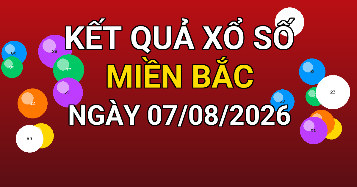 Kết quả xổ số Miền Bắc ngày 07/08/2026