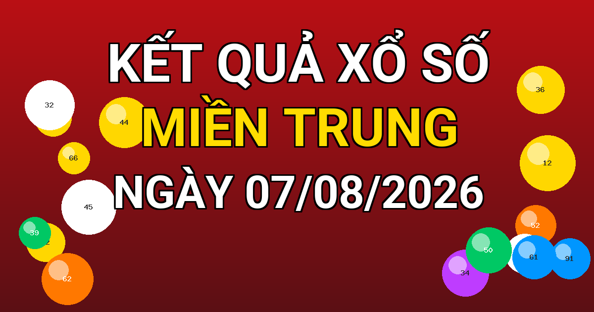 Kết quả xổ số Miền Trung ngày 07/08/2026