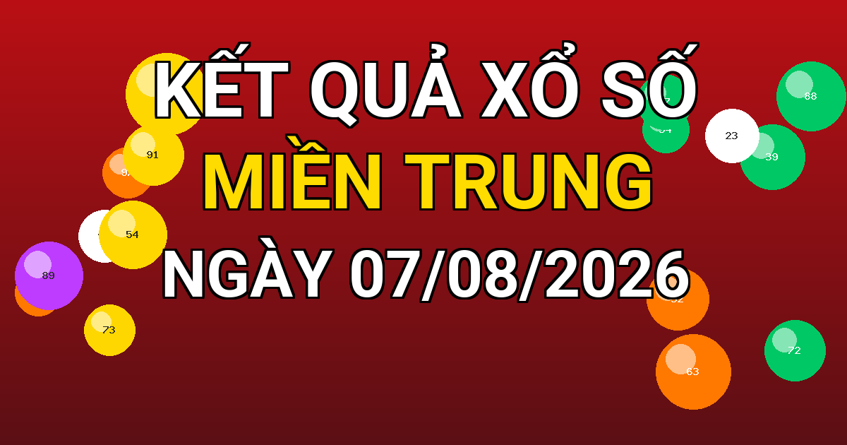 Kết quả xổ số Miền Trung ngày 07/08/2026