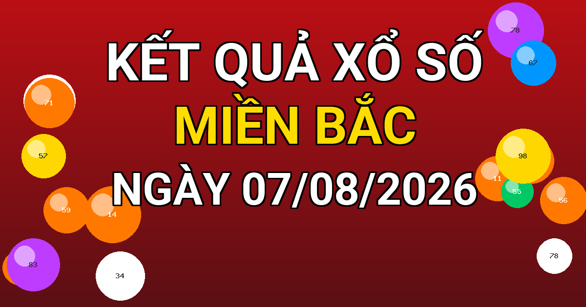 Kết quả xổ số Miền Bắc ngày 07/08/2026