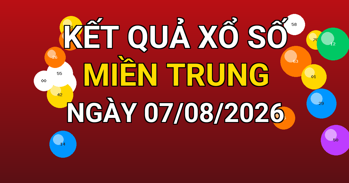 Kết quả xổ số Miền Trung ngày 07/08/2026