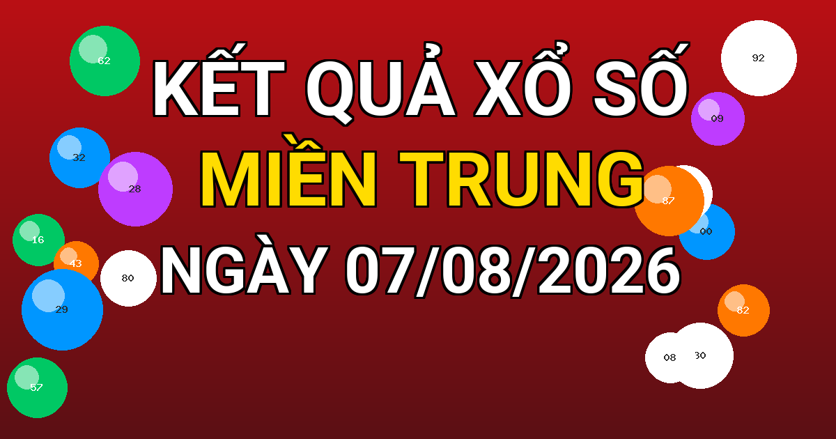 Kết quả xổ số Miền Trung ngày 07/08/2026