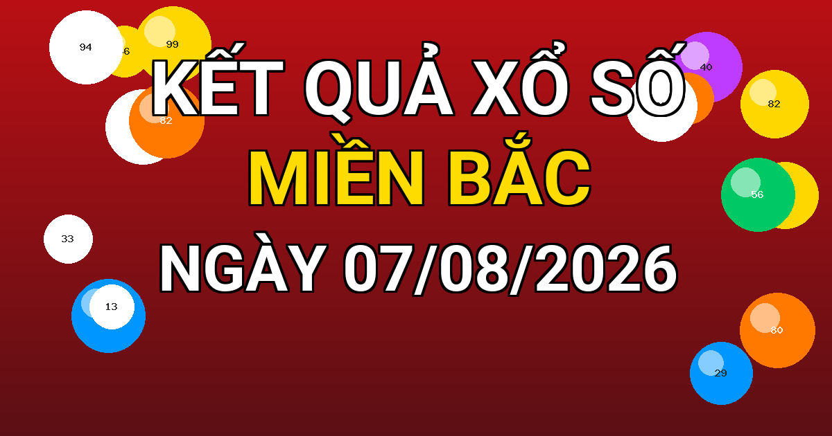 Kết quả xổ số Miền Bắc ngày 07/08/2026
