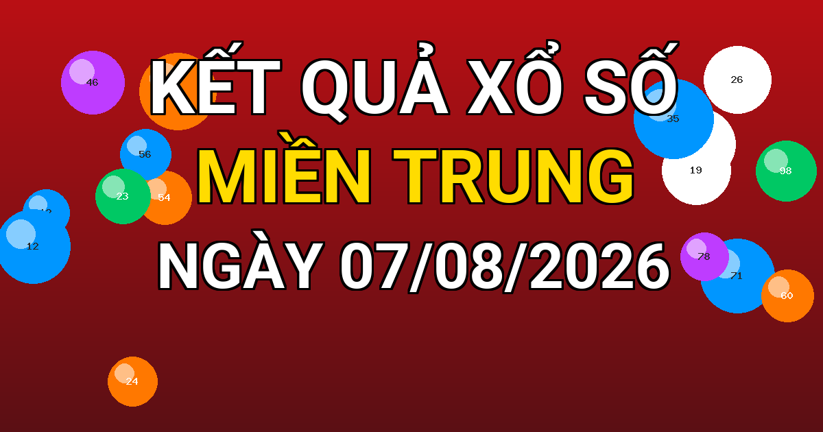 Kết quả xổ số Miền Trung ngày 07/08/2026