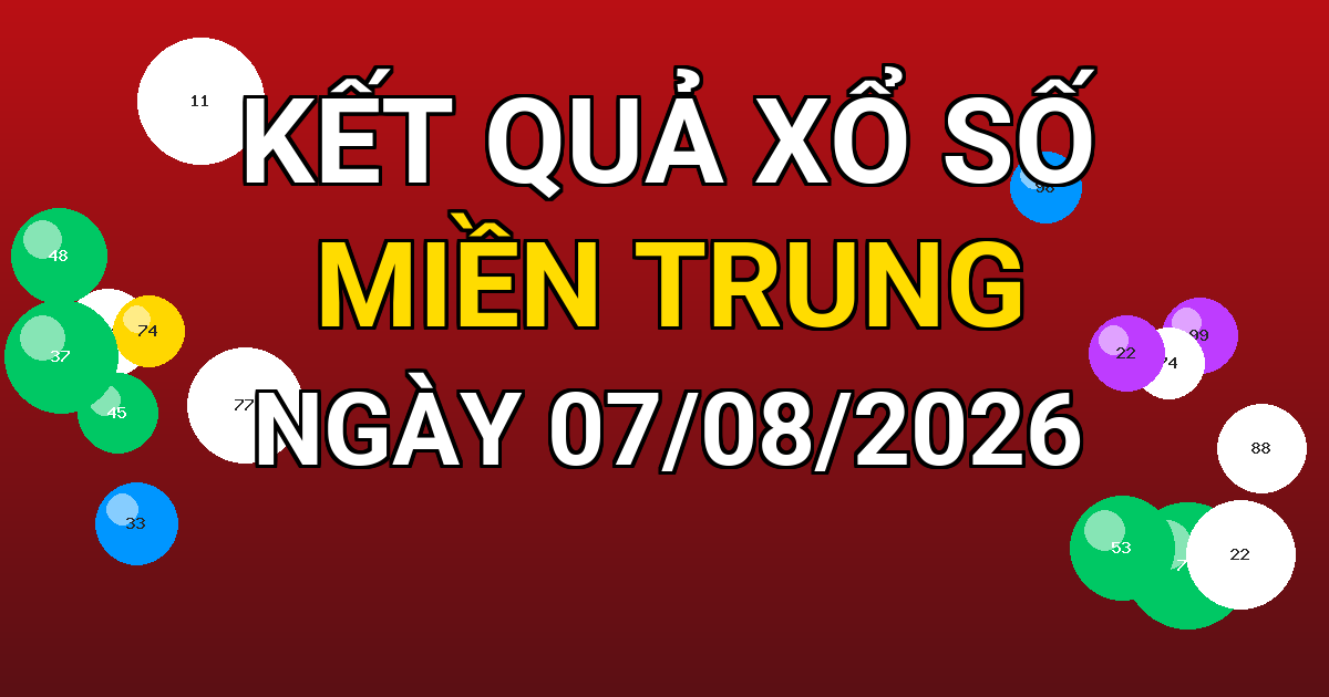 Kết quả xổ số Miền Trung ngày 07/08/2026