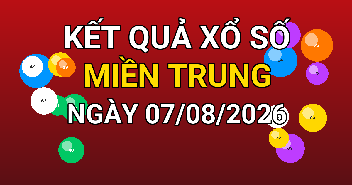Kết quả xổ số Miền Trung ngày 07/08/2026