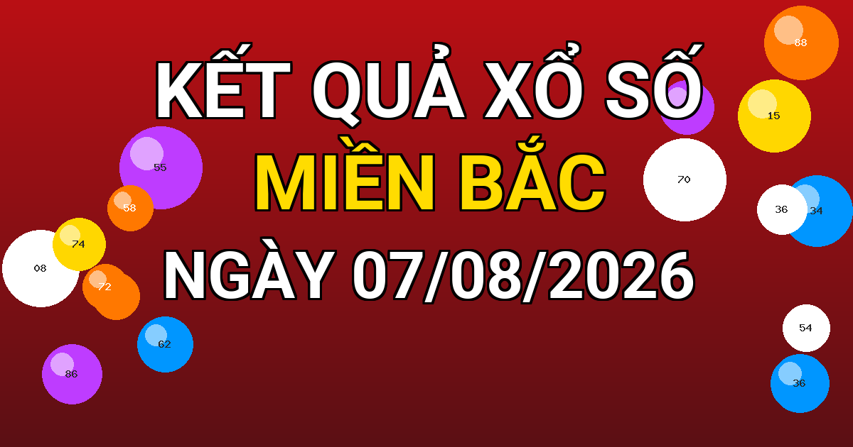 Kết quả xổ số Miền Bắc ngày 07/08/2026